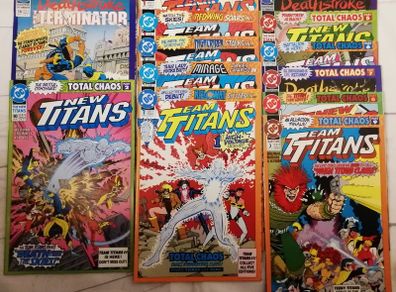 DC Comics - Total Chaos - Parts 1-9 Including All 5 #1 Team Titans Members, Deathstroke The Terminator and New Titans  Issues (1992)