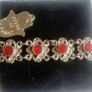 Vintage 1960s Souvenir du Maroc Hamsa Hand link bracelet red enamel Image 3