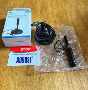 August DTA240 HD High Gain Freeview TV Portable Indoor Outdoor Digital Antenna Tuner DXB T Television Dab Radio SD 4K Magnetic Black