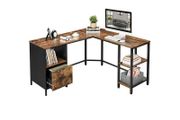 L-Shaped Computer Desk Vintage Brown-Black rustic  high quality