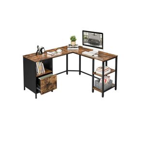L-Shaped Computer Desk Vintage Brown-Black rustic  high quality