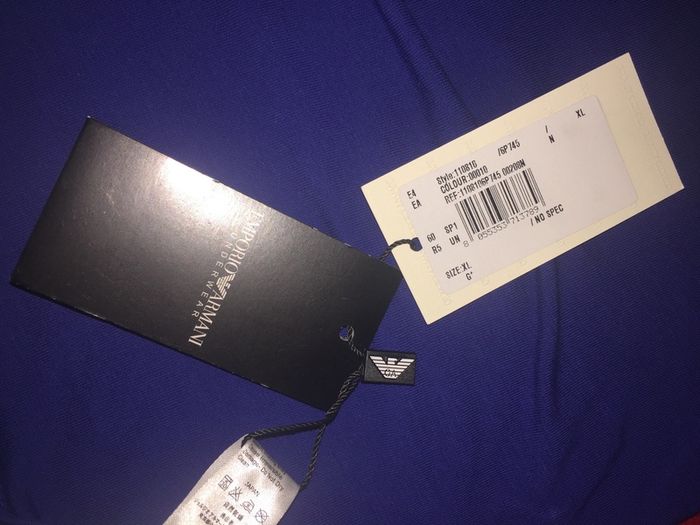Armani Eagle Stretch Cotton V-Neck T Shirt, Marine, SIZE XL BRAND NEW