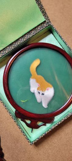 Vintage Double-Sided Suzhou  Silk table Screen in original box
