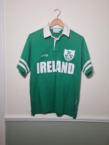 mens LANSDOWNE Ireland rugby top polo shirt jersey shamrocks Size small