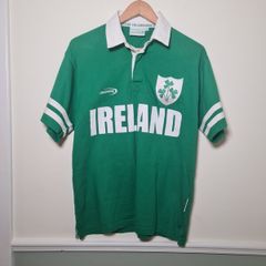mens LANSDOWNE Ireland rugby top polo shirt jersey shamrocks Size small