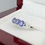 Silver Tanzanite Trilogy Ring in Platinum Overlay Sterling Silver. Image 3