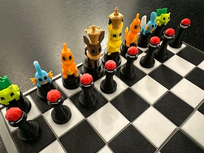 Pokemon Chess Set  3D Printed Custom Chess Pieces
