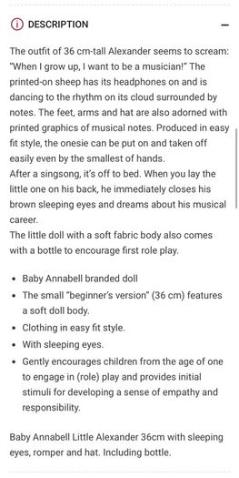 Baby Annabell Little Alexander 36cm doll EUC