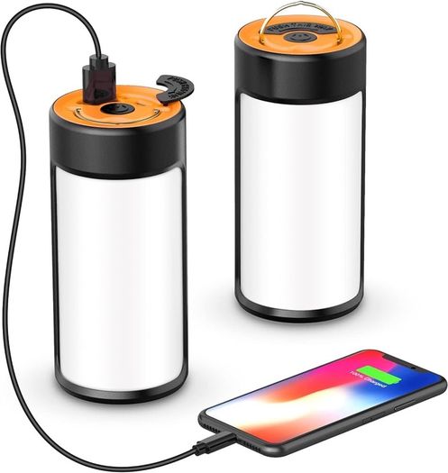 NEW SALE | LED Camping Lights, Rechargeable Camping Lanterns with 400LM 5 Light Modes Water-Resistant, Portable Emergency Tent Lights for Camping Power Cuts Hiking (Orange, 2 Pack)