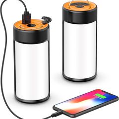 NEW SALE | LED Camping Lights, Rechargeable Camping Lanterns with 400LM 5 Light Modes Water-Resistant, Portable Emergency Tent Lights for Camping Power Cuts Hiking (Orange, 2 Pack)