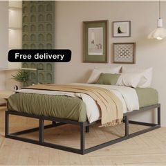 Super King Bed Frame 36cm High with Steel Slats Support, 180 x 200cm