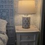 2 large lamps stunning blue /white bronze colour  base rim. 30e each Image 8