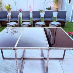 Rattan Outdoor Dining Table and Chairs (10 Seater)