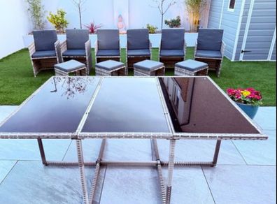 Rattan Outdoor Dining Table and Chairs (10 Seater)