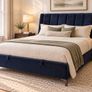 40% Off Retail | Navy Upholstered Ottoman Storage Bed Frame Image 2