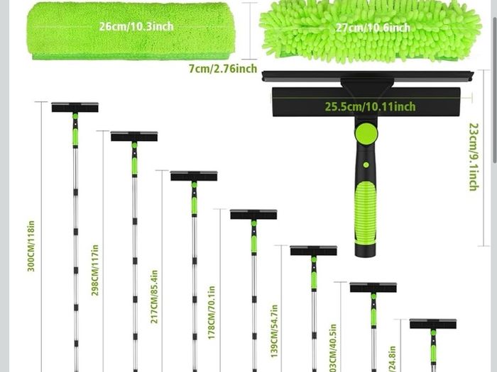 3M Window Cleaning Equipment with 400ML Window Cleaner, 2 in 1 Window Cleaning Kit with Window Squeegee and Microfiber Cloth for Indoor/Outdoor High Window
