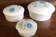 Wedgwood Clementine china jewellery trinket dishes / pots with lids  x3