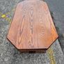 Solid Oak Rustic Coffee Table - Trestle Base Image 6