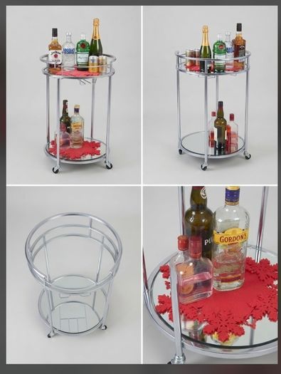 QUICK SALE: 2-for-1 Modern Round Serving / Bar Cart Deal (1 Assembled + 1 Brand New in Box) | Collection D13