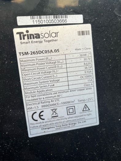 3 x 265 Watt Solar Panels