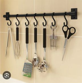 Kitchen Rail 60cm with 6 hooks