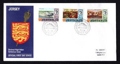 1970 Jersey High Value (10p, 20p & 50p) Definitive Issue First Day Cover (FDC)
