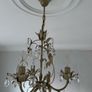 Pair of Spanish 5-Arm Crystal Chandeliers Distressed Cream Image 2
