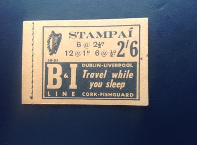 Irish stamp booklet 36-53 cover and interleaves