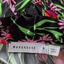 New. Warehouse Size 8 Black Floral print dress with frill trim. Image 5