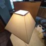 Wood Square Cone Table Lamp Cream Shade Image 3