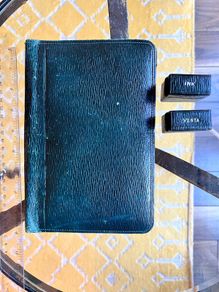 Vintage Edwardian Leather Travelling Inkwell, Vesta And Writing Case