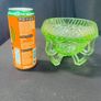 Vintage Sowerby Green glass bowl on three feet Image 3
