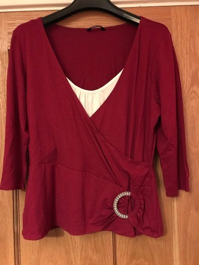Dunnes Red Crossover effect Top with diamond detail