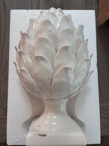 Grove Home Large Off-White Terracotta Artichoke Ornament 34cm  Brand New