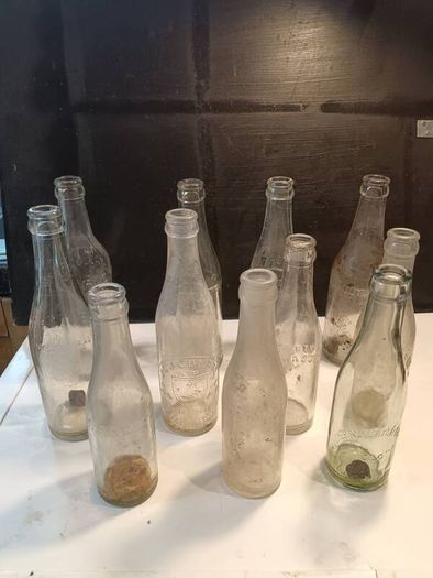 11 X Vintage Irish Clear Glass Bottles