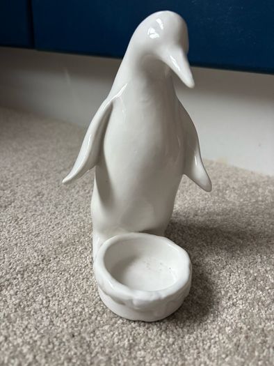 White Ceramic Penguin Tealight Holder