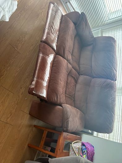 brown 2 seater recliner