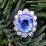 Beautiful Art Deco Sapphire & Diamond Ring - Platinum Image 3