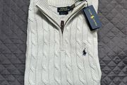 Ralph Lauren Cable Kit Quarter Zip, Colour Light Grey, Size XXL Men's