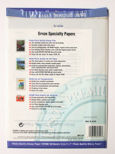 5 Sheets Epson Photo Quality Glossy A4 Paper S041126 for Ink Jet Printers