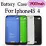 1900mah Power Charger External Mobile Battery Case Cover For Apple iPhone 4 4S Image 2