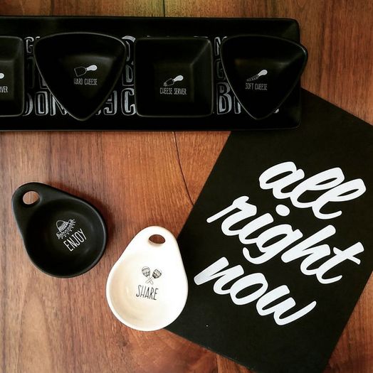 Snack Bowls With Tray Black & Cream
