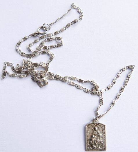 Vintage Catholic Pendant on Sterling Silver 925 Necklace length 20" - 4,6g