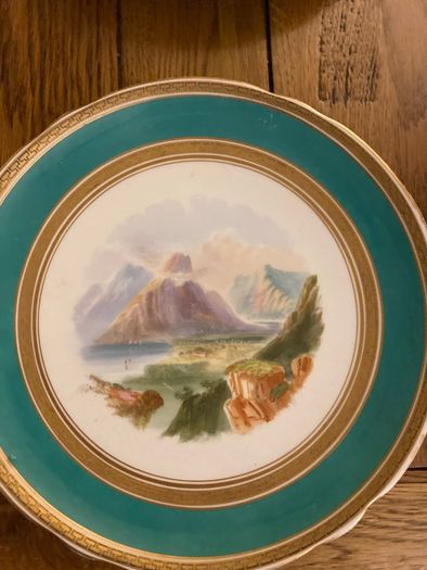Price drop hand painted  Irish scenes of Ireland vintage  Rare set of Victorian hand painted dessert plates Irish landscape scenes
