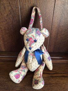 Vintage Hanging Rag bear with zip pocket for pot pourri