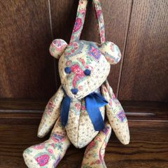 Vintage Hanging Rag bear with zip pocket for pot pourri