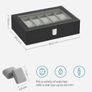 Watch Box with 12 Slots, Watch Case with Glass Lid, Watch Display Box with Removable Watch Pillows, Metal Clasp Image 5