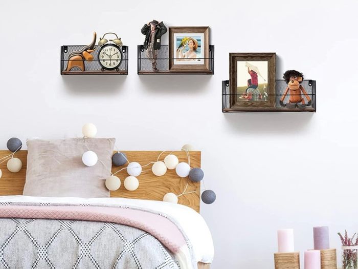 Wall Mounted Floating Shelves, Set of 3, Hanging Rustic Shelves Wire Frame for Bathroom Bedroom Living Room Kitchen, Home and Office Decor (FREE POSTAGE)