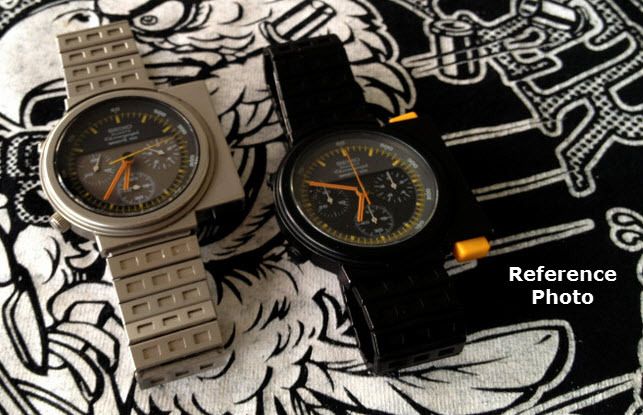 Seiko Black Giugiaro Alien 'Ripley' Chronograph 7A28-7000 Gents Watch 1st Edition circa 1986
