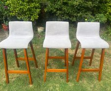 3 Modern Grey Kitchen Stools